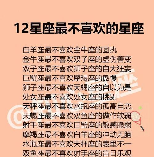 12星座最不喜欢的星座,最话唠的星座排行