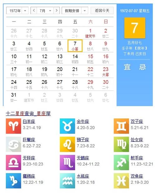 楼主,太阳星座是依据阳历算的, ——72年,5月27日若为阳历,即是双子