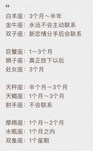 12星座分手后多久会联系前任?