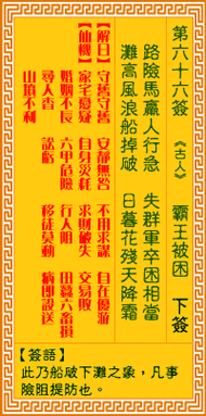 观音灵签66签解签观音灵签第六十六签求解