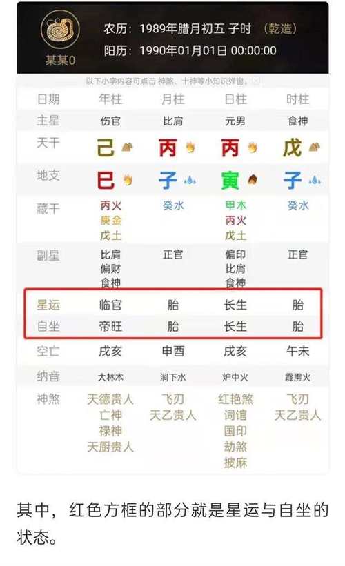 八字排盘里星运与自坐是什么意思?